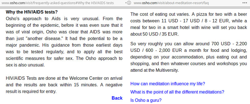 ti danno un esame di HIV alla porta di centro OSHO, Pune, India